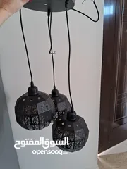  3 hanging ceiling chandelier, black metal with bulbs...2 available