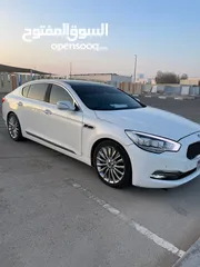  1 كيا K900 موديل 2015 وارد امريكا لون ابيض ومن داخل هيليوس فول ابشن رقم 1 سقف كنتارا وطبلون دجيتل