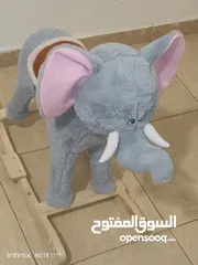  6 فيل خشبي او حصان هزاز مع الموسيقى حجم كبير 70 سم