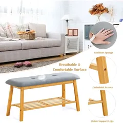  6 مقعد الأحذية الخيزران والكتان – لمسة فخامة عند باب بيتك!   قطعة أنيقة تجمع راحة الجلوس + تخزي