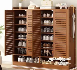  3 خزانة تضفي لمسة جمالية رائعة على منزلك خزانة أحذية بامبو بنية 4 ابواب Ys-14