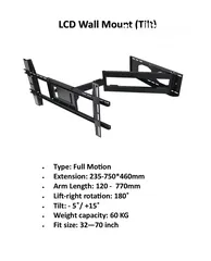  4 حمالة متحركة لشاشة تلفزيون Full Motion Screen Wall Mount لقياس من 32 انش ولغاية 70 انش