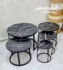  4 طاولات مودرن متداخلة عملية وأنيقة  متوفرة بعدة تصاميم عصرية الإطارات معدنية قوية باللون الأسود