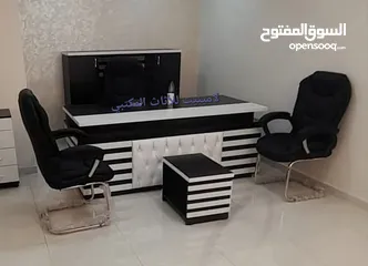  28 مكتب مدير قياس مترين مع جانبية وادراج وطاولة هديه مع كل مكتب توصيل مجاني لعمان