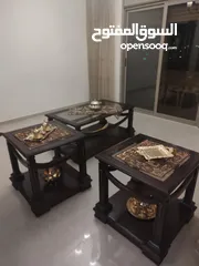  3 غرفة سفرة خشب زان وطقم طاولات ضيوف زان
