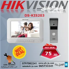  1 انتركم الفيديو صوت وصورة من Hikvision موديل DS-KIS203 بوحدة خارجية معدنية