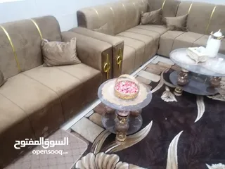  3 طقم كنب كورنر لون عسلي مع بفه استخدام عرسان شهرين فقط ما صار نصيب