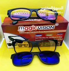  3 نظارات 1x3 ماجيك فيجن ليلي و نهاري و شفاف تصميم رياضي نظاره نظارة المغناطيس