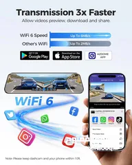  3 AZDOME PG17 12" WiFi Mirror Dash Cam 4K Front and 1080P Rear View Mirror Camera