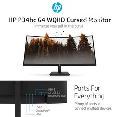  1 HP P34hc G4 WQHD Curved Monitor