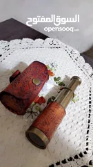  4 منظار نحاس حجم صغير بعلبته الجلد
