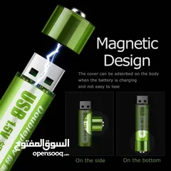  1 تقدر تقول وداعا للبطاريات التي تتلف سريعا مع بطاريات اصبع شحن usb راسا سعة كبيرة 2000 امبير قابلة