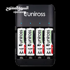  7 شاحن بطاريات نوع فرنسي Uniross صناعة الصين نخب اول مع بطاريات شحن AA عدد4