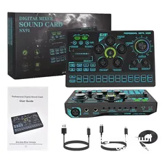  3 SX91 48V Audio Mixer with Voice changer,Podcast Mixer,Sound Card مكسر صوت احترافي مكفول