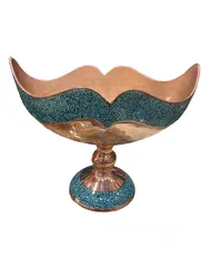  1 Elegant Handmade Copper & Turquoise Candy Dish / طبق وعاء حلويات مصنوع يدويًا من النحاس والفيروز