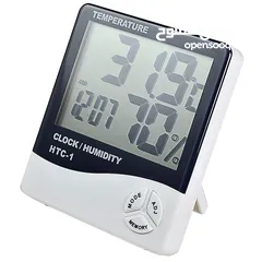  5 جهاز فحص الحرارة والرطوبة مع ساعة  Digital Hygrometer Thermometer Humidity Meter With Clock LCD