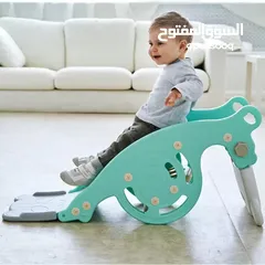  4 لعبة 3 في 1 هزازة وزحليقة وكرة سلة تصميم مضاد للانقلاب سهل التركيب مناسبة لعمر 1-5 سنوات امان كامل