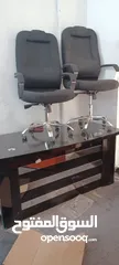  1 مكتب حرف L مع دولاب مع كرسي مكتبي طبي