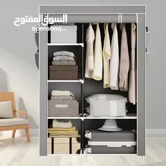  4 خزانة ملابس هيكل معدني قوي قماش كتان وتربروف بتحمل اوزان متنقله