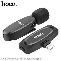  6 HOCO L15 iP Crystal lavalier wireless digital microphone مايك اصلي وايرلس  تايب سي / ابل