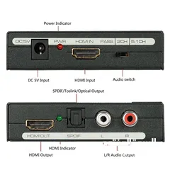  7 HDMI to HDMI + SPDIF + RCA L/R Audio TV Video Extractor Converter Sound Adapter