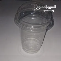  3 كوب 14 اونصة شفاف بالغطاء