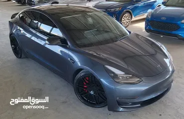  7 Tesla model 3 ديول موتور 2022  فحص كامل  ديول موتور - عداد 32 الف مايل