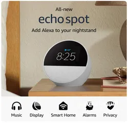  5 اليكسا سماعة ذكية  إيكو سبوت (إصدار 2024) ALEXA Amazon Echo Spot