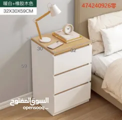  2 كامودينة ابيض بدون قفل مثالية للتخزين وتنظيم الزاوية بكل أناقة  تصميم عصري  سعة تخزين ممتازة