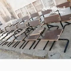  2 مقاعد طلاب مدارس ومراكز حديد ثقيل مقاعد وخشب جديد قص ليزر شي مميز