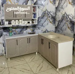  3 كاونتر HDF تركي ارضي وملحق مع سنك مرمر متر و 20