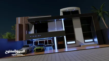  3 تصميم 3Dخارجي مبنى سكني شقق سكنية