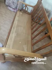  11 طقم موريس سبع مقاعد خشب زان مع طاولة وسط خشب زان مع سجلونة حديد