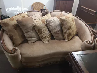  2 كنب صالون خشب بلوط تفصيل