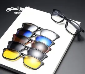  1 نظاره 6 في 1 النظارات المغناطيسيه شمسيه ليليه للقيادة الليليه حماية من الاشعه و الاضواء نظارة نظارات