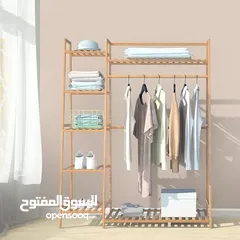  1 ستاند خشب بامبو مع رفوف جانبية خشب بامبو عالي الجودة مع معالجة حرارية لضمان المتانة والثبات