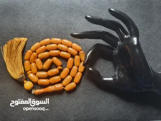  8 سبحة مسبحة  كهرب بولندي لون انتيك  56.48 غم