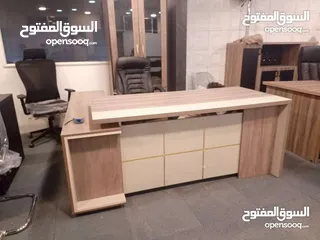  15 مكتب 140*70 مع جانبيه 80*40 وطاولة وسط تفصيل خشب مستورد بسعر المصنع