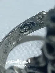  4 خاتم حجر مرجان طبيعي متحجر  فضه نازلة مختوم