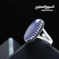  9 خاتم فضه عيار 925 مع عقيق يماني اصلي