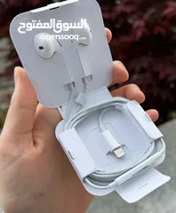  2 سماعات ايفون سلك الأصلية بدون بلوتوث لايتنغ سماعات محيطية للايفون