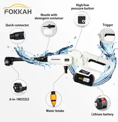  3 OKKAH 6 in 1 Multi-function Sprinkler Car Pressure Washer,Max 950 PSI Household Cordless High Pressu