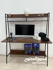  2 مكتب دراسي طاولة مع رف علوي ورف سفلي