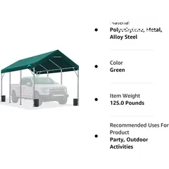  2 ADVANCE OUTDOOR Upgraded 10'x20' Steel Carport with Adjustable Height (Made in USA)
