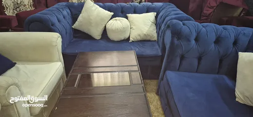  3 طقم كنب مستعمل بحالة الوكالة لون مميز بسعر الحرق