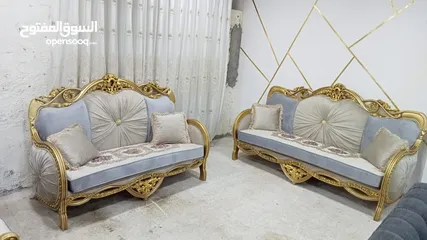  28 طقم كورنر خشب قراط ولاتيه مكفول سنتين اسفنج ضغط قماش وتر بروف. 6مخدات هدية  بفة لكل طقم كن