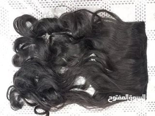  2 بواريك شعر طبيعي + وصلات شعر 4 قطع 50 دينار