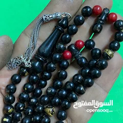  13 مسبحة يسر 100 حبة 7 ملي- black coral prayer beads 100 beads - شرشوبة فضة 925