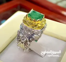  8 ( خاتم فضه ملكي عمل يدوي ) ( مفتول ) عيار 925   ((مرصعه بل العقيق اليمني الاحمر و المشجر و غير ))