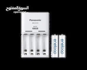  5 Panasonic Battery Charger شاحن بطاريات بناسونك صناعة اليابان مع بطاريات شحن عدد 2 قياس AA